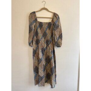 Time And Tru Women’s Patchwork Cottage Smocked Midi Dress Size L 12/14